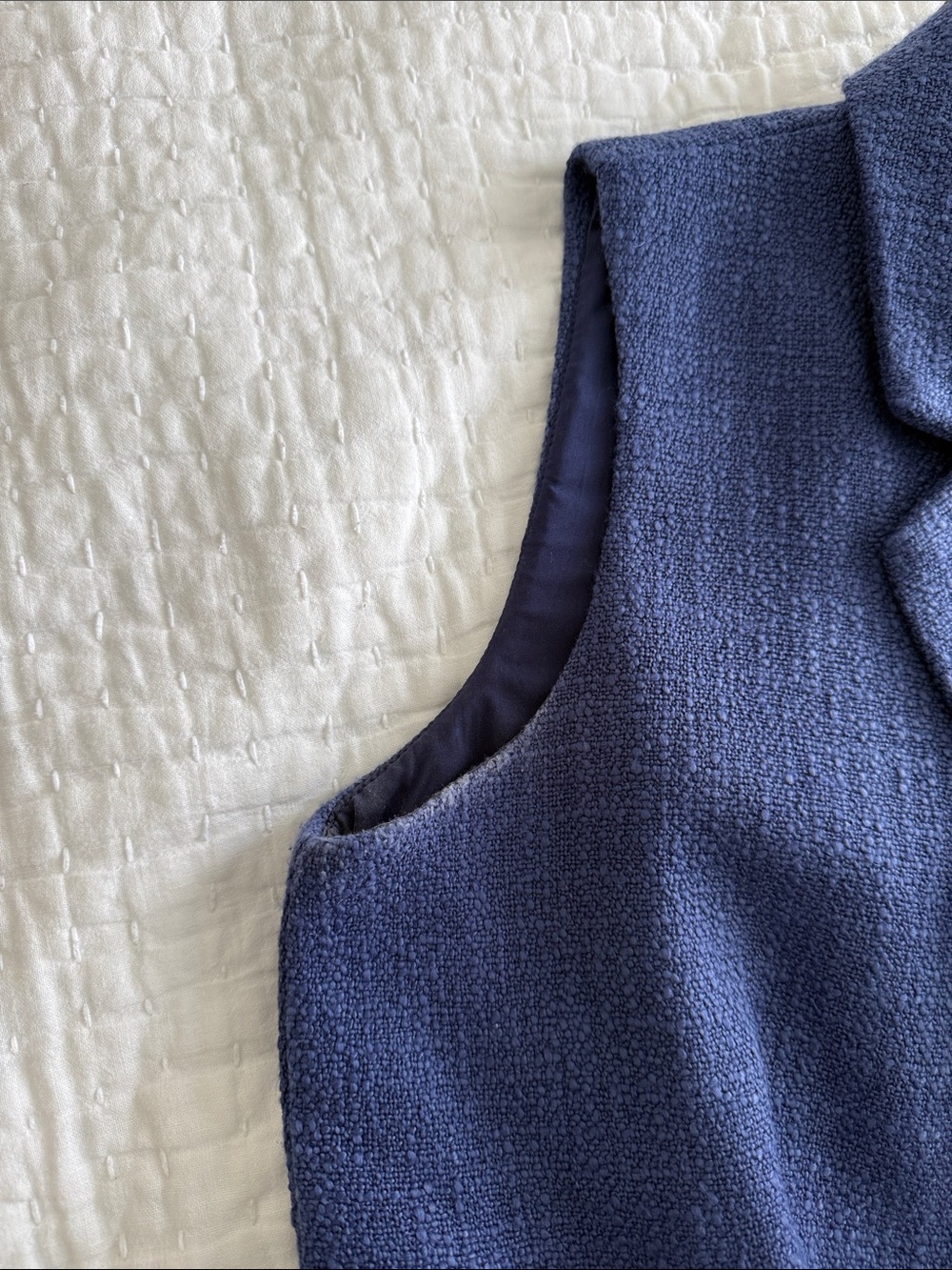 Tuckernuck Sleeveless Double-Breasted Navy Blue Tweed Romper - Picture 2 of 3